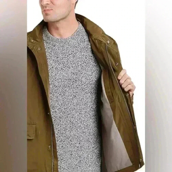 $295 Cole Haan Men's Green Snap-Front Mid-weight Packable Coat Jacket Size L - Picture 5 of 12